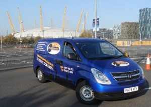 Locksmith Greenwich. Our van in Greenwich with O2 Arena in the background